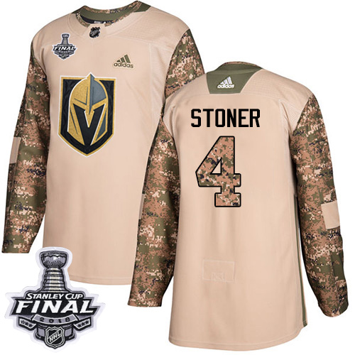 Adidas Golden Knights #4 Clayton Stoner Camo Authentic Veterans Day 2018 Stanley Cup Final Stitched Youth NHL Jersey